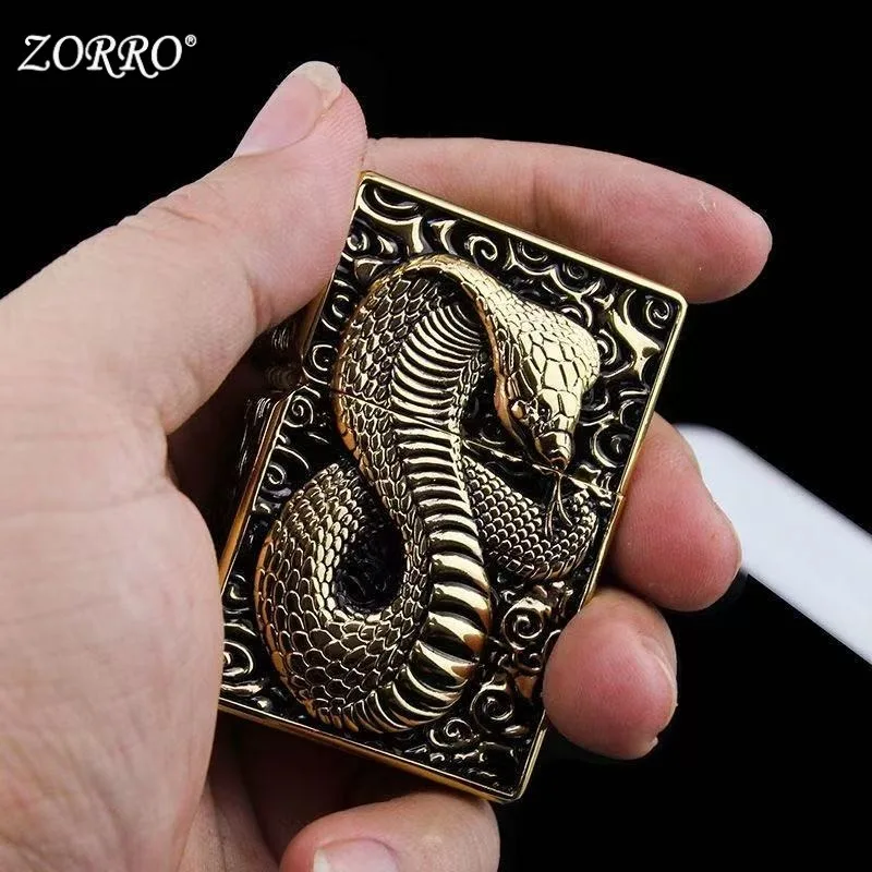 Zorro Creative Tulle Oil Windproof Lighter Metal Heavy Duty Armor King Cobra Lighter Smoking Accessories Men's Treasure Gift