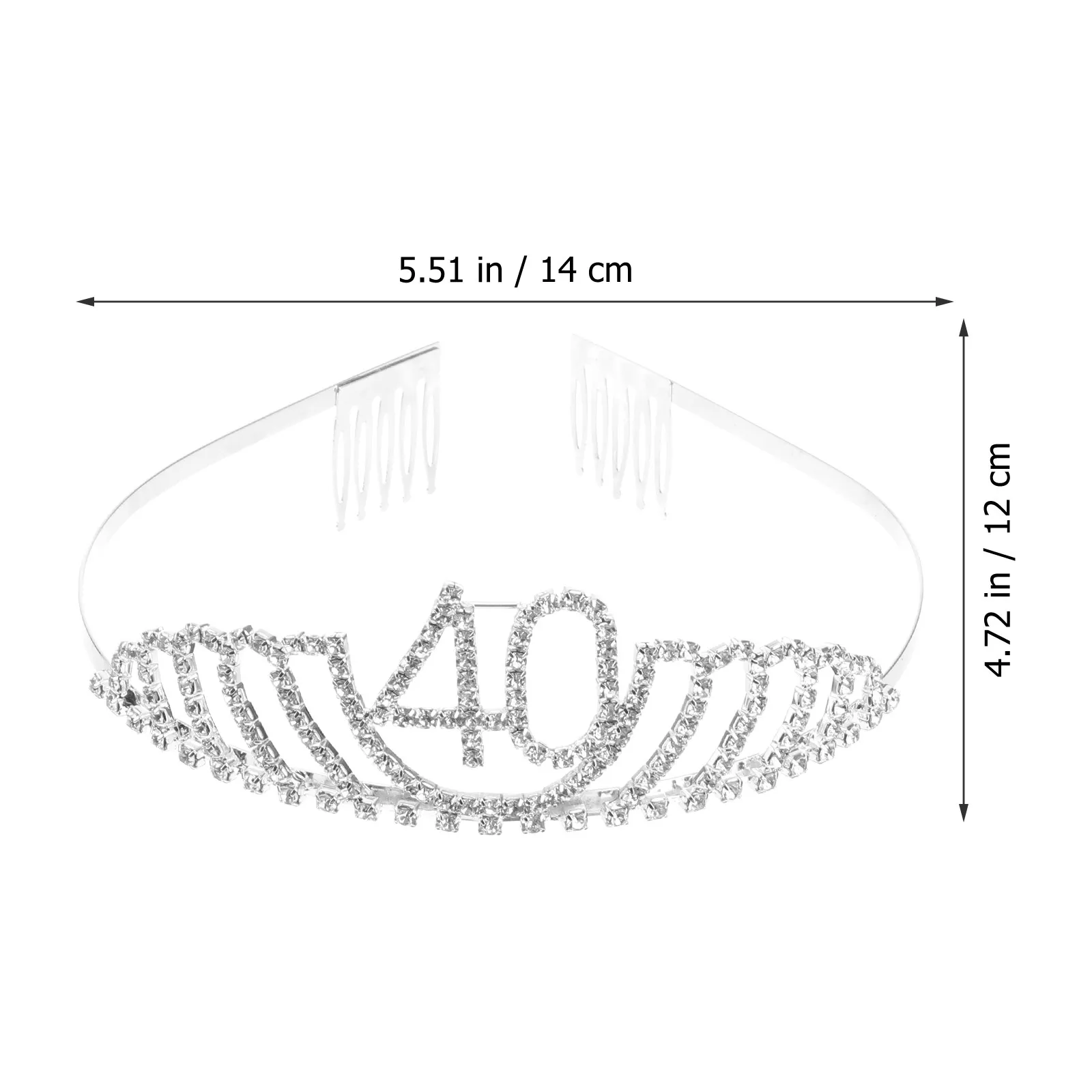 40th Birthday Tiara Crystal Rhinestone Queen Crown Hair Comb for Women Girls Party Decoration