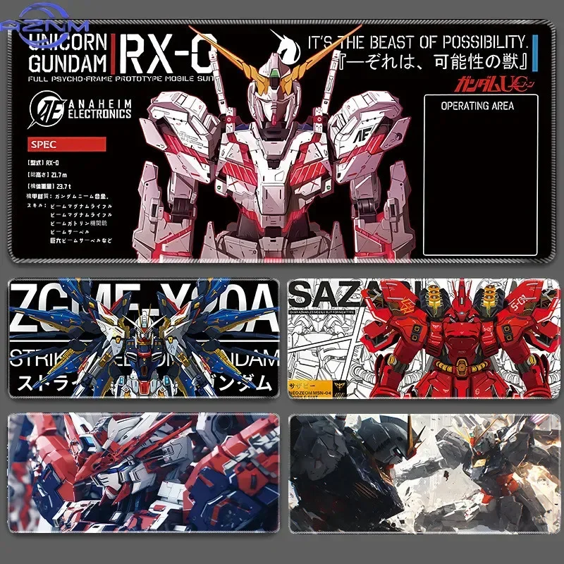 Gundam Unicorn Sazabi Strike Freedom Assorted Mecha Anime Mousepad, Rubber Non‑Slip Large Desk Mat, Gaming Mouse Pad for Keyboar