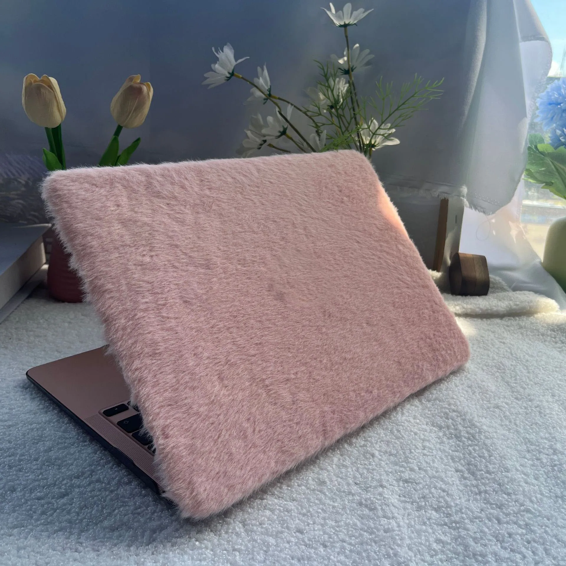 

Luxury Pink MacBook Case, Pluff Laptop Case for MacBook Air 13 Macbook Pro 13 16 14 A2442 15 A1990 With Cutting Out Logo