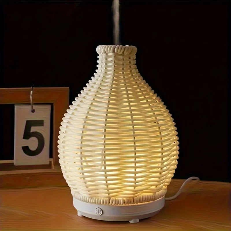 Handcrafted Wicker Humidifier  USB Powered, Automatic Shut-Off, Suitable for Bedroom, Office, Travel - Enhance Your Sleep and Re