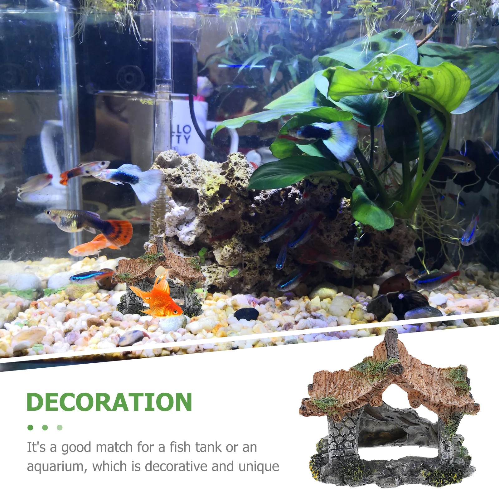 

Resin Craft Aquarium Cave Fish Tank Shelter Ornament Vivid Waterproof Decor for Marine Freshwater Aquarium Landscaping