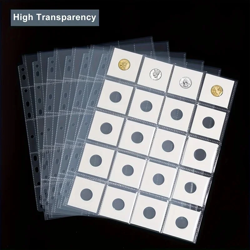 20PCS PVC Free A4 Top Loading Coin & Photo Binder Sheets, 11-Hole 20-Pocket PP Refill Sleeves for Coin Flips Photo Storage
