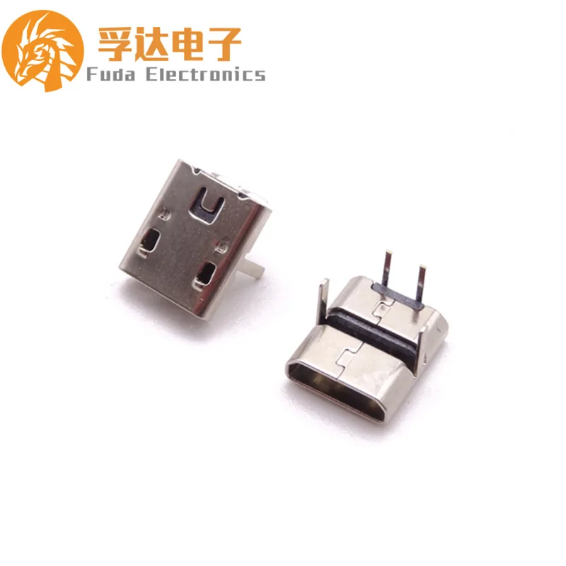 For MICRO 2P female seat MICRO USB 2P 90 degree two pins + pin full plug-in board, pin length 3.0