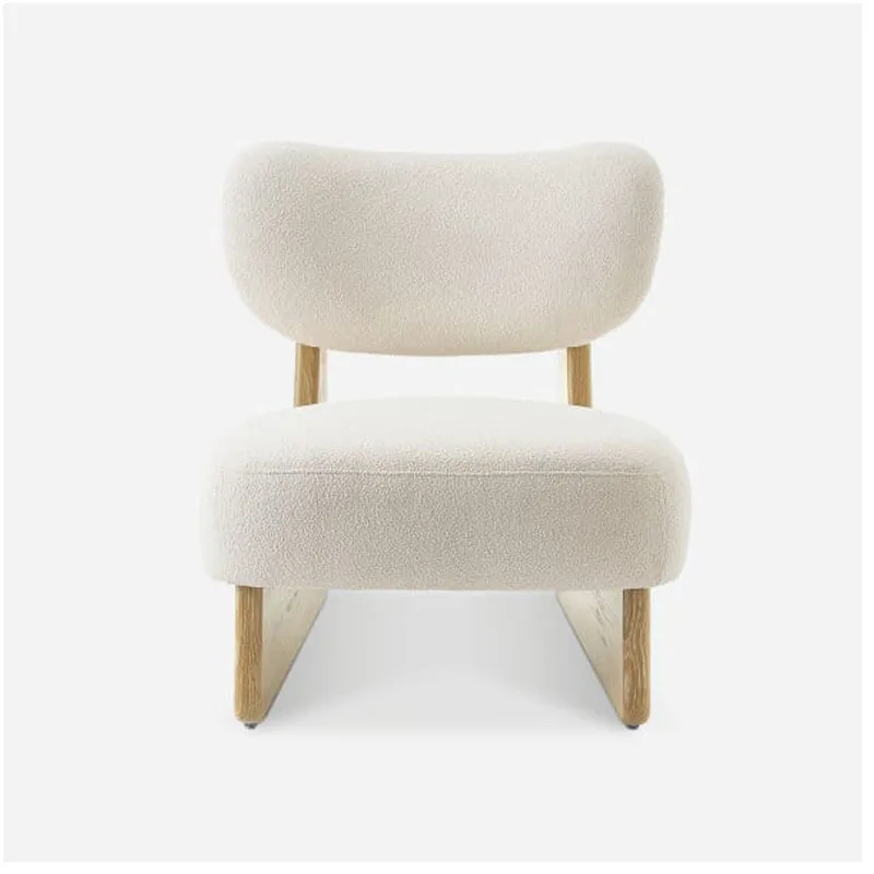 

crescent lazy sofa, wabi-sandy Nordic solid wood single sofa, bedroom leisure chair