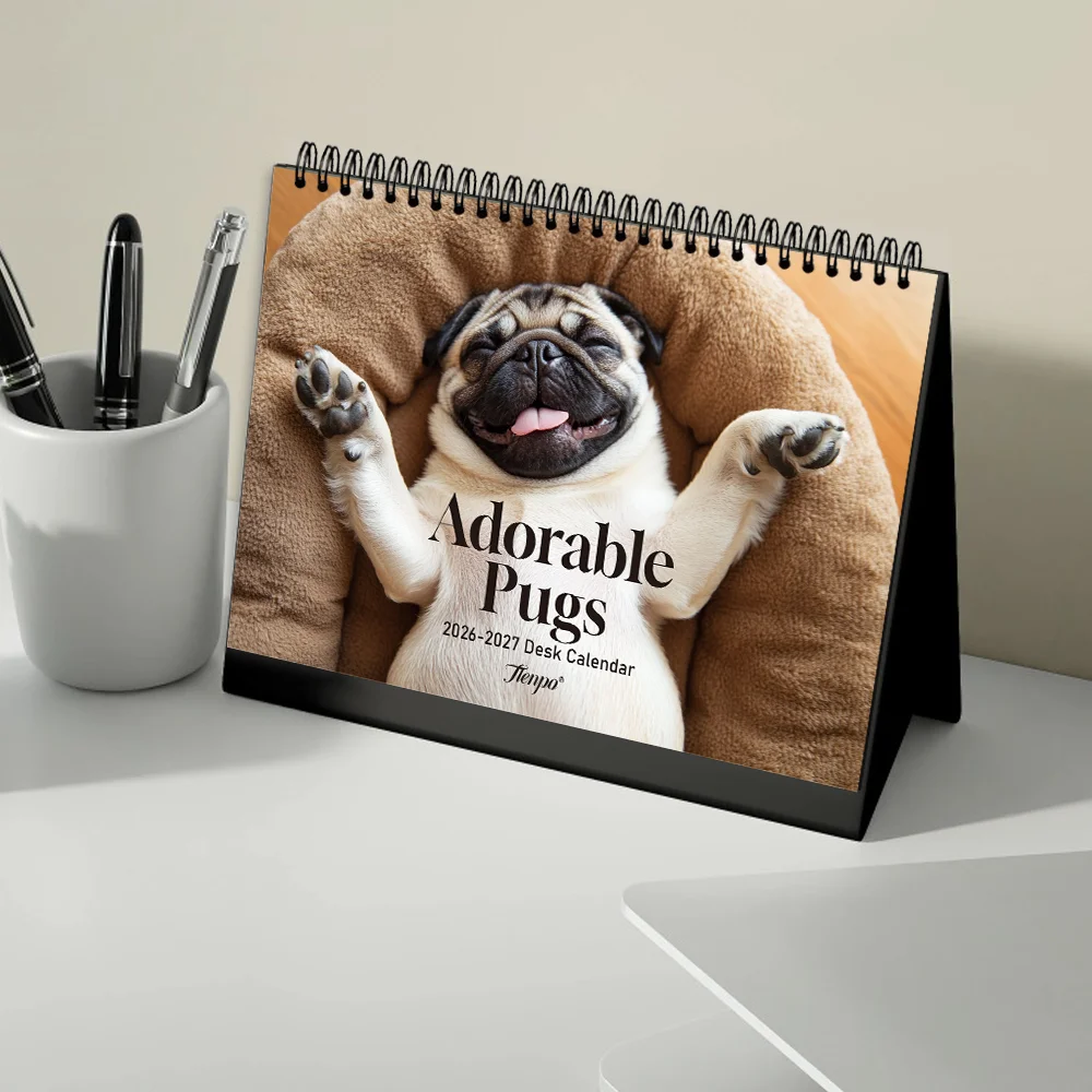 1 قطعة 2026-2027 تقويم مكتبي، تصميم كلب هافاني، مخطط شهري لمدة 24 شهرًا، هدية مثالية لأعياد الميلاد، عيد الميلاد، السنة الجديدة