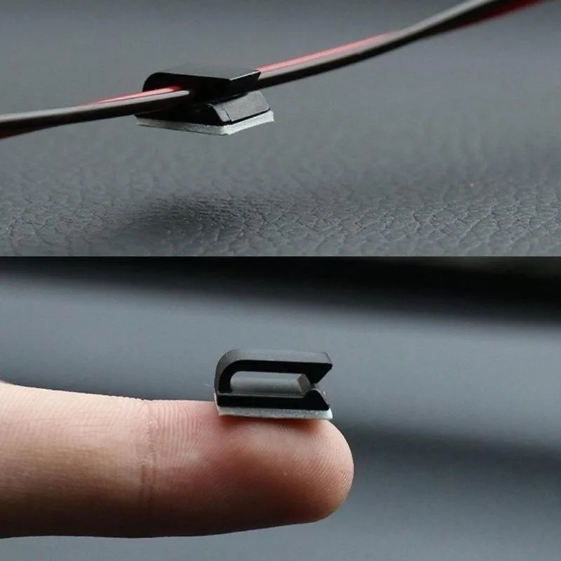 10pcs Self-adhesive Car Fixed Clip Car GPS Data Cable Light Cord Decorative Wire Fixing Organizer Wire Management Harness Clamp