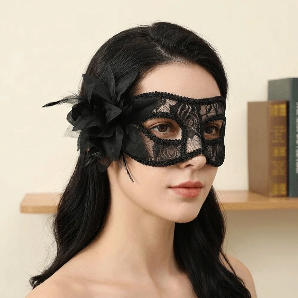 Fancy Flower Half-Face Mask Seductive Style Multicolor Masquerade Ball Mask Fancy Prom Masquerade Feather Mask Rave Celebration