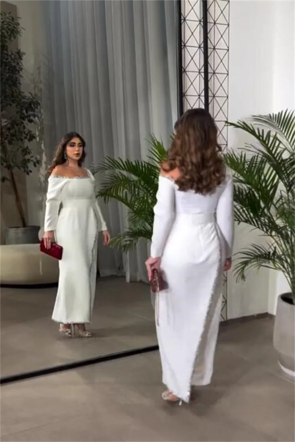 Vestido de noche personalizado Formal Dearin Ye, vestido con hombros descubiertos hasta el tobillo, faldas de lentejuelas, cuentas en capas, vestido para ocasión a medida