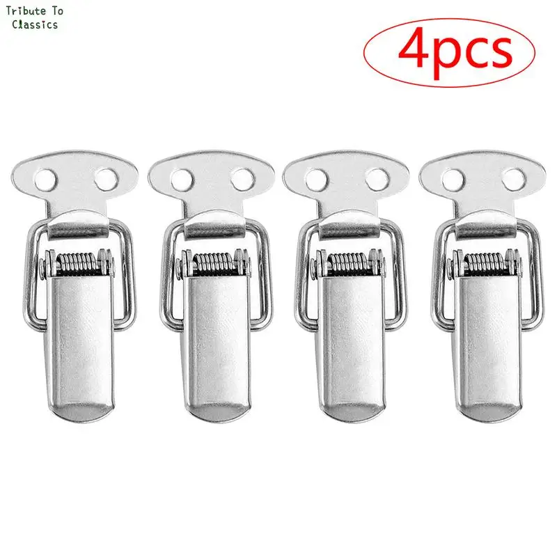 Mini 2/4pcs/lot Stainless Steel Cabinet Boxes Spring Loaded Latch Catch Toggle Clamp Hasp Lock For Chest Box Gift Suitcase Case