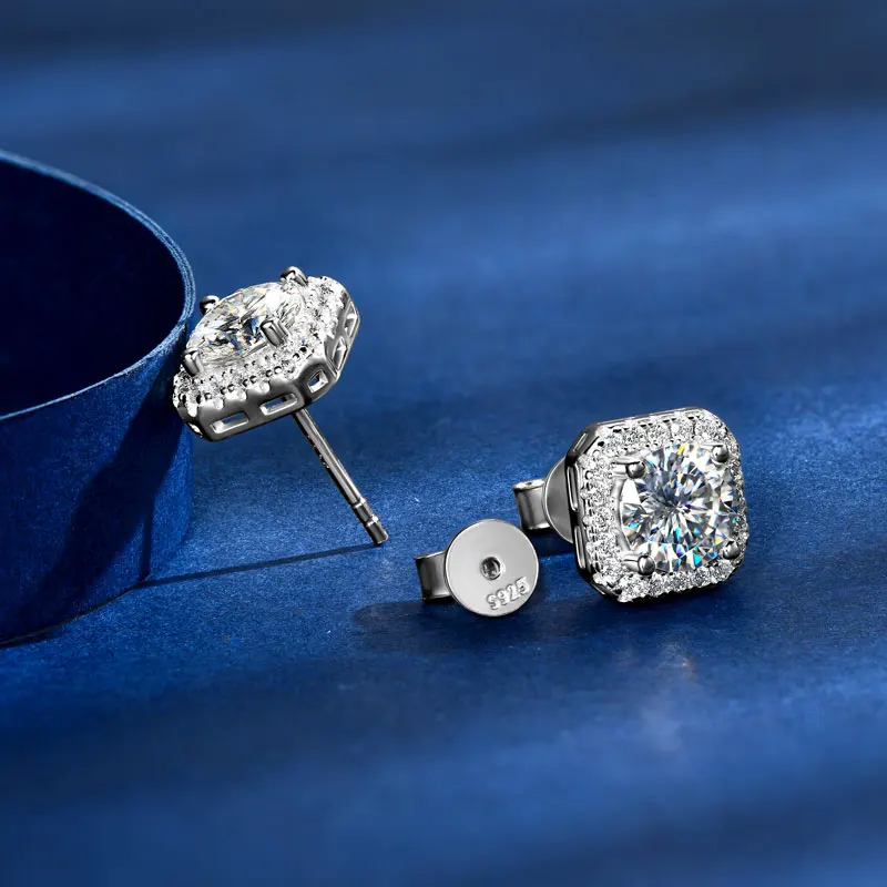 Ehhai جميع مويسانيتي الماس الكلاسيكية ساحة وأقراط للنساء 925 فضة بنات ثقب غرامة مجوهرات هدايا Aretes #4