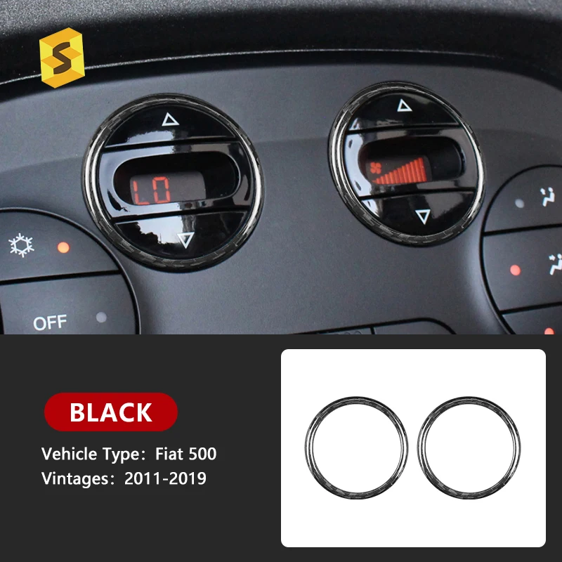 

For Fiat 500 Real Hard Carbon Fiber Air Conditioner Button Switch Decorative Frame Sticker Car Interior Accessories