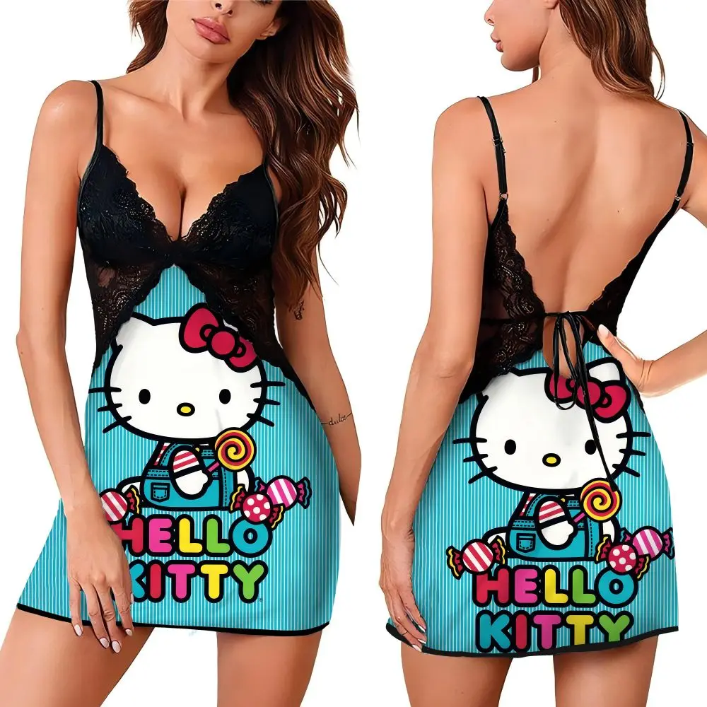 New Comfortable Summer Sleepwear for Women Sexy Charming Female Halter Pajama Disney Cartoon Pattern Print Women's Nightwear