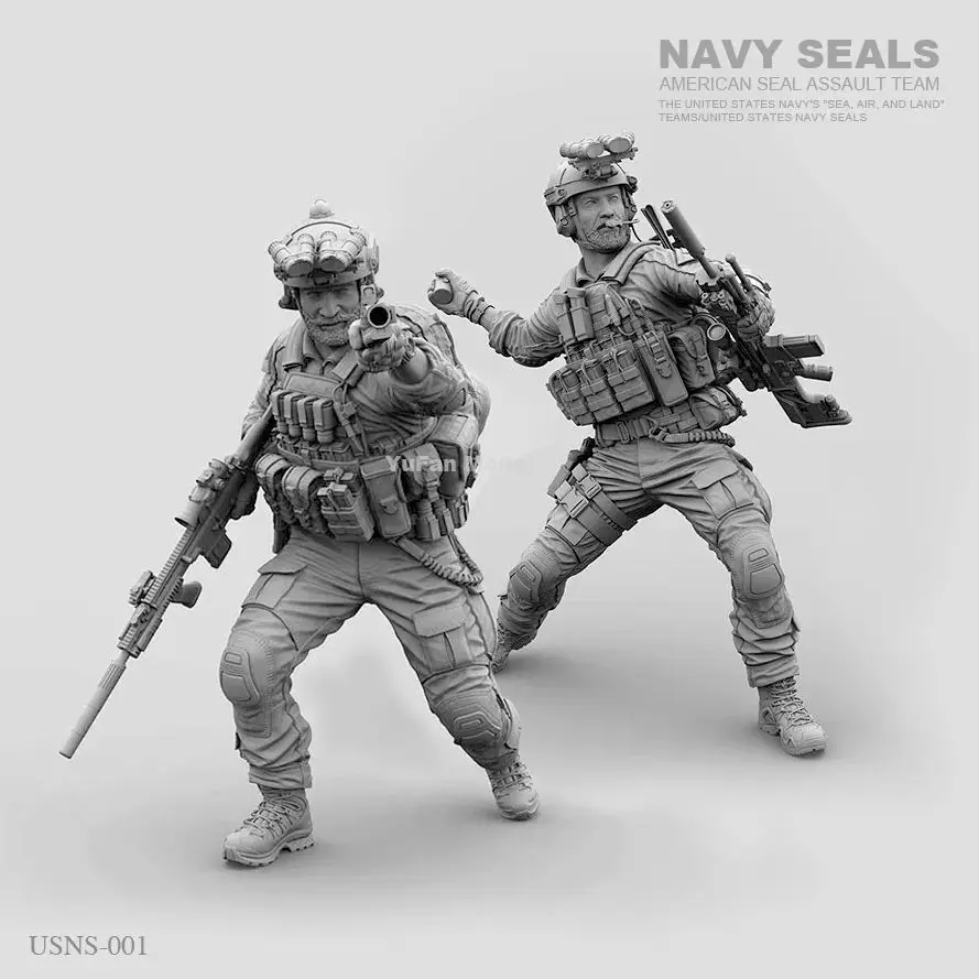 1/35 NAVY SEALS Two-person Group Resin Soldier 3D Printing Unassembled Unpainted Self-assembly Craft Figurines Miniatures view 2