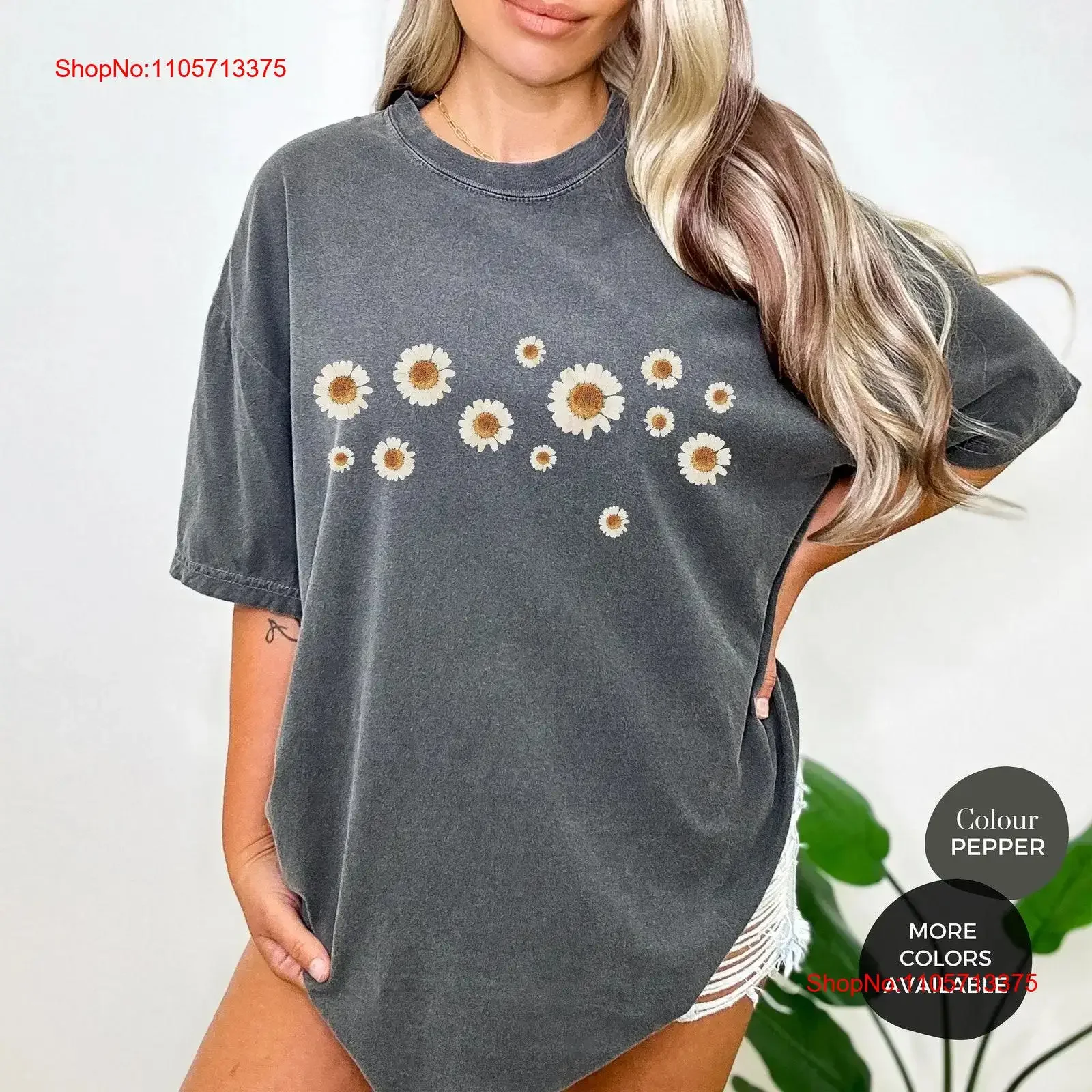 Flower T Shirt Daisy Daisys Boho Floral Cottage Core Gardener Mom Botanicals vintage Washed Comfortable homme Breathable Unisex