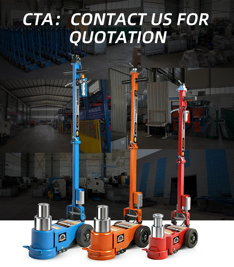 20/40/80ton 3 Cylinders Hydraulic Air Floor Jack Folded Handle Truck Repair Tools Pneumatic Metal CE Certified
