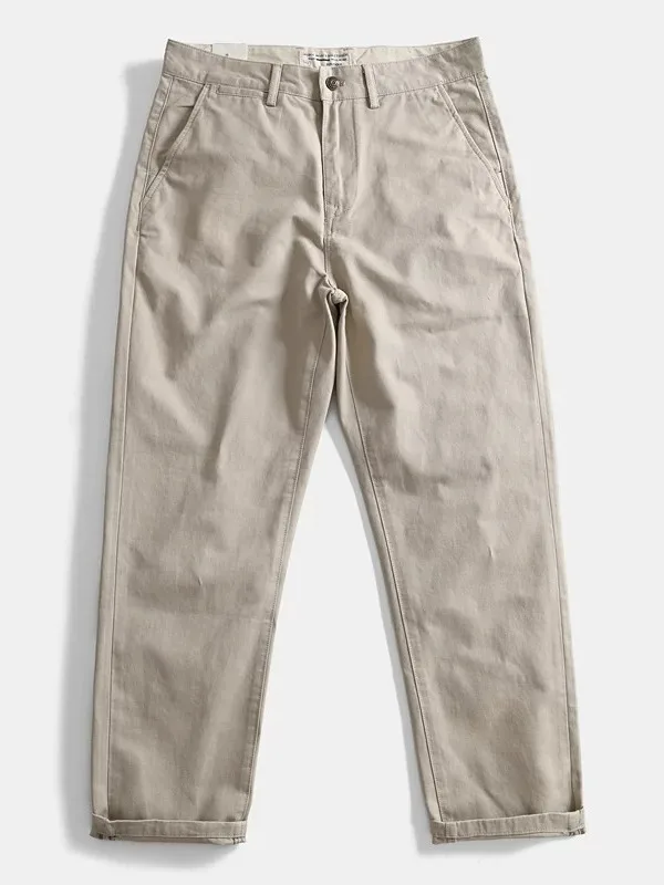 Heavyweight Pure Cotton Autumnal Vintage Loose Straight Casual Pants Men's Outdoor Workwear Trousers Ameika Style Premium Lon...