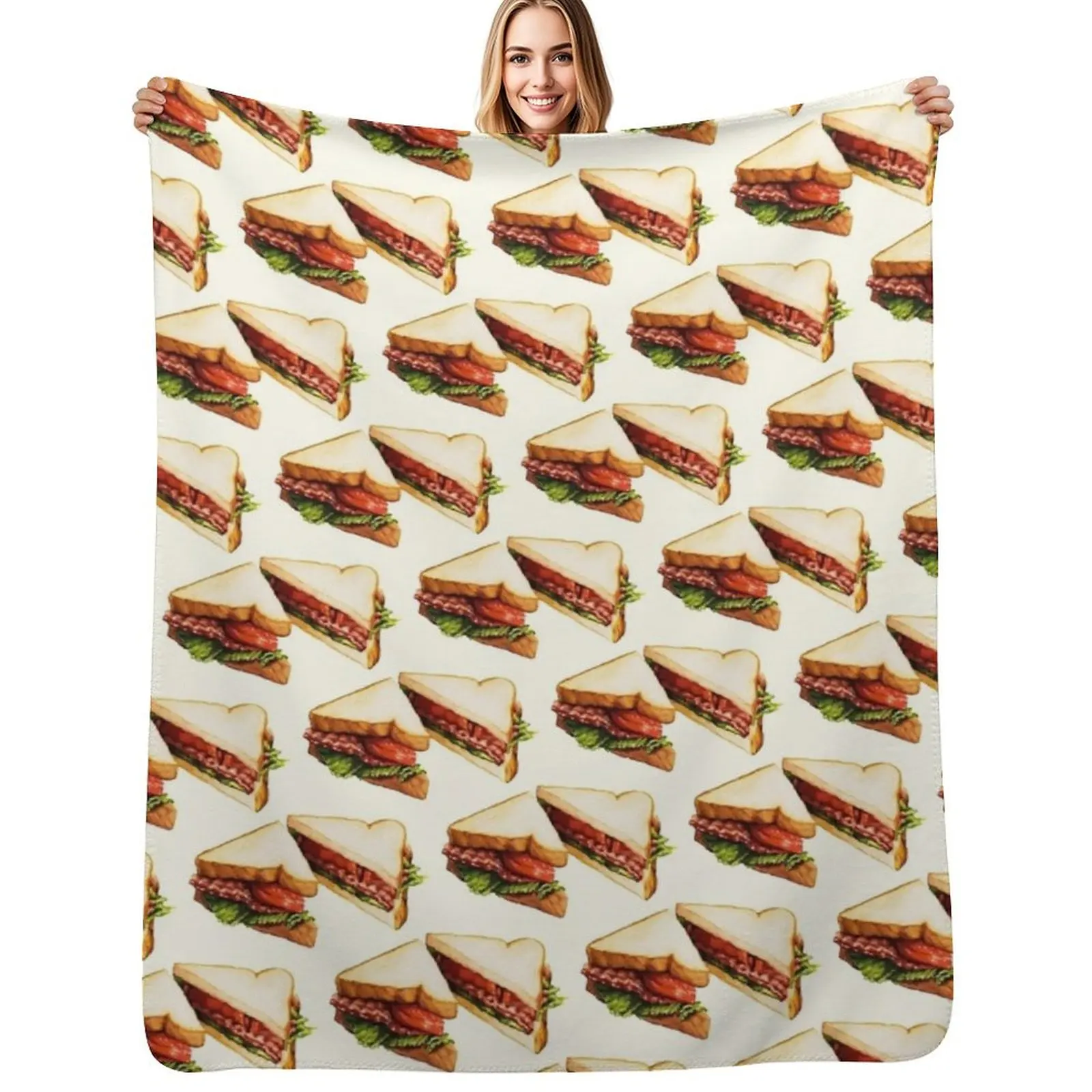 BLT Sandwich Pattern Throw Blanket Summer Beddings Bed Tourist bed plaid Thermals For Travel Hairy Blankets