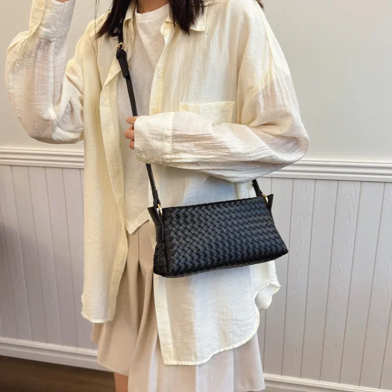 

Женская текстурированная веганская сумка 2025 года, тканая сумка-трансформер через плечо с двумя ручками для офиса и путешествий