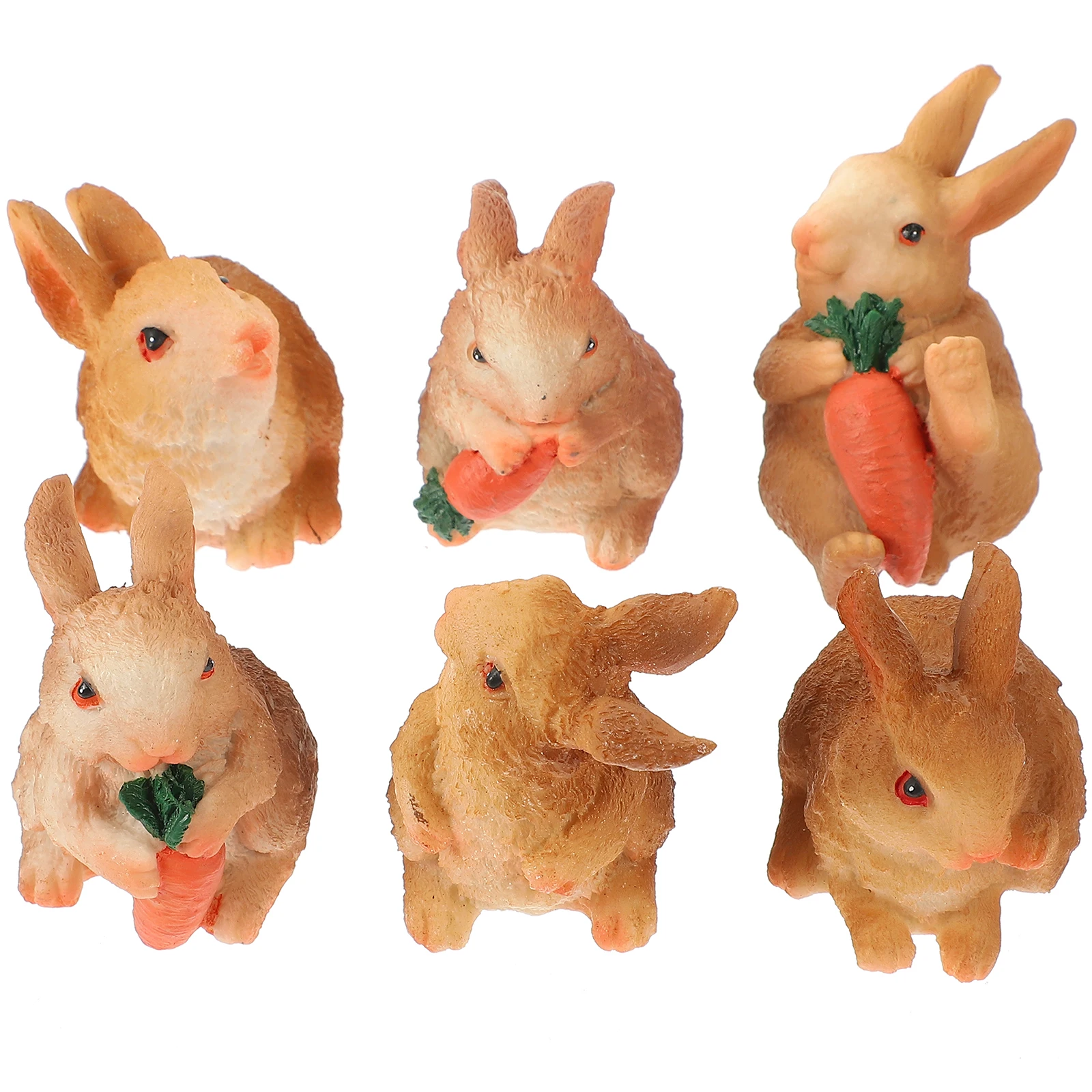 

6Pcs Cartoon Rabbit Figurines Resin Mini Bunny Decorations Easter Desktop Garden Scene Resin Miniatures Durable Statue