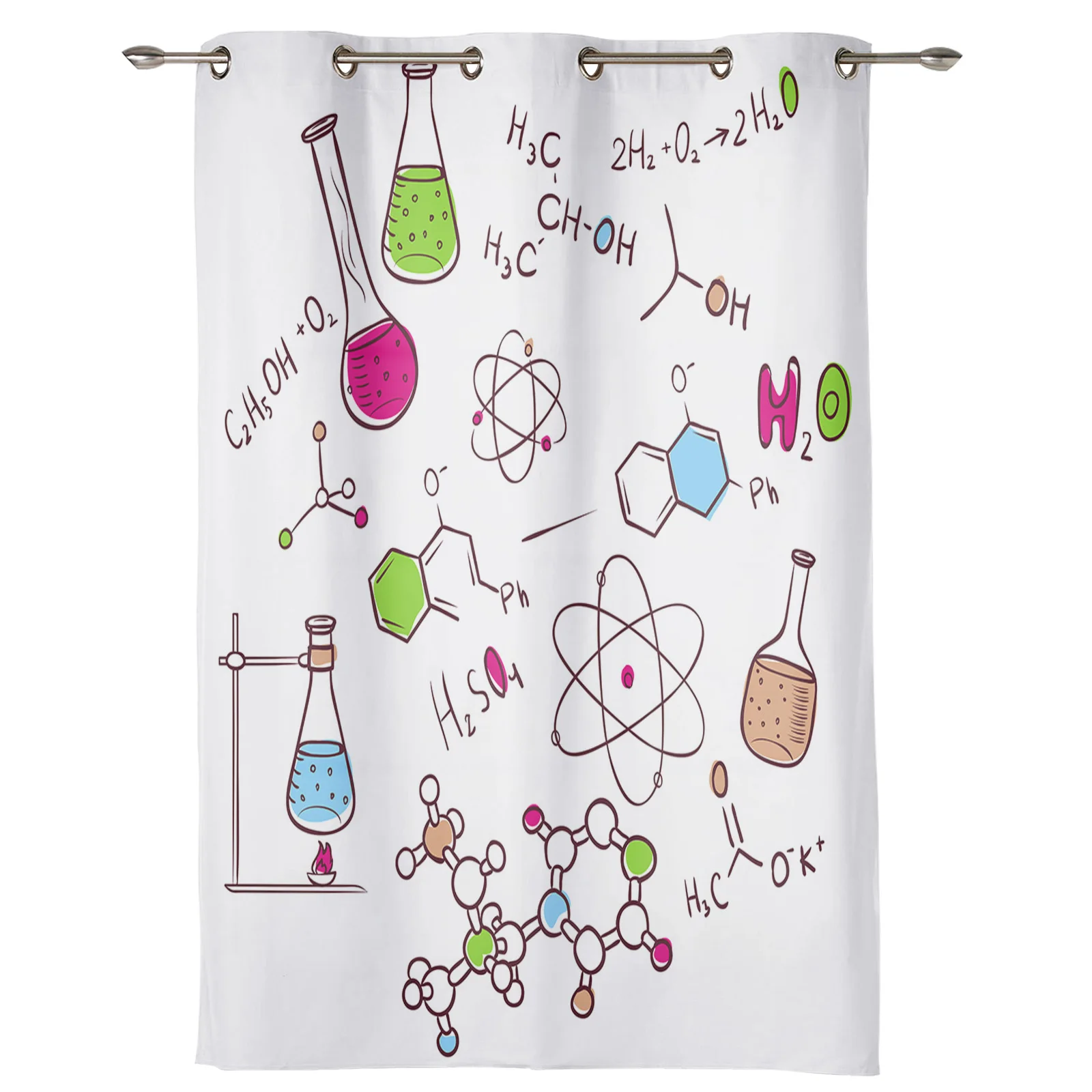 Chemical Formula Illustration Window Curtain Bedroom Living Room Window Drapes Kitchen Decoration Blinds Curtain