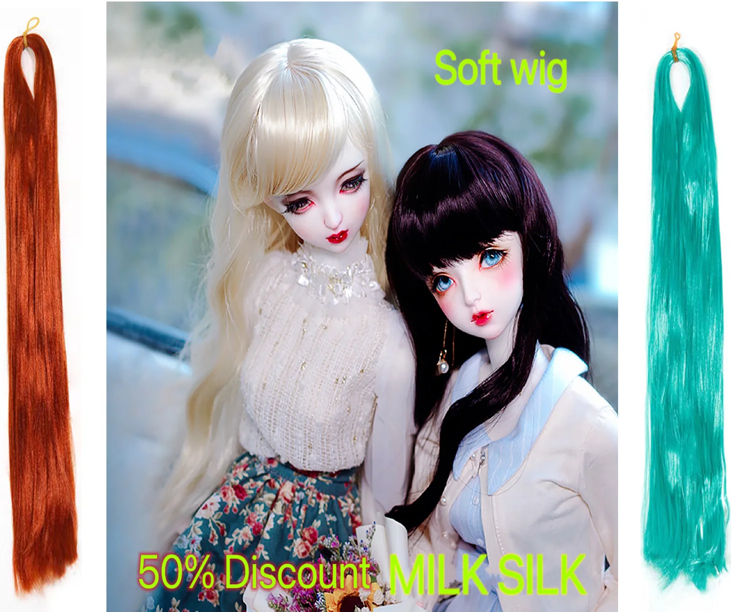 

SD 80CM BJD Doll Hair Row Milk Silk Anti-Mohair Wig Fake Hand Hook Transplant Material Doll Wigs