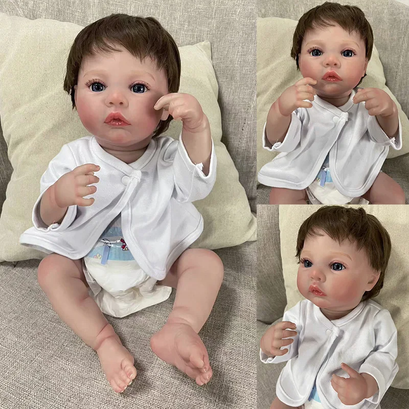 

49cm Meadow Reborn Full Body Silicone Assembling dolls Awake Baby Lifelike 3D Skin Painted with Rooted Hair for Kids Toys Gift