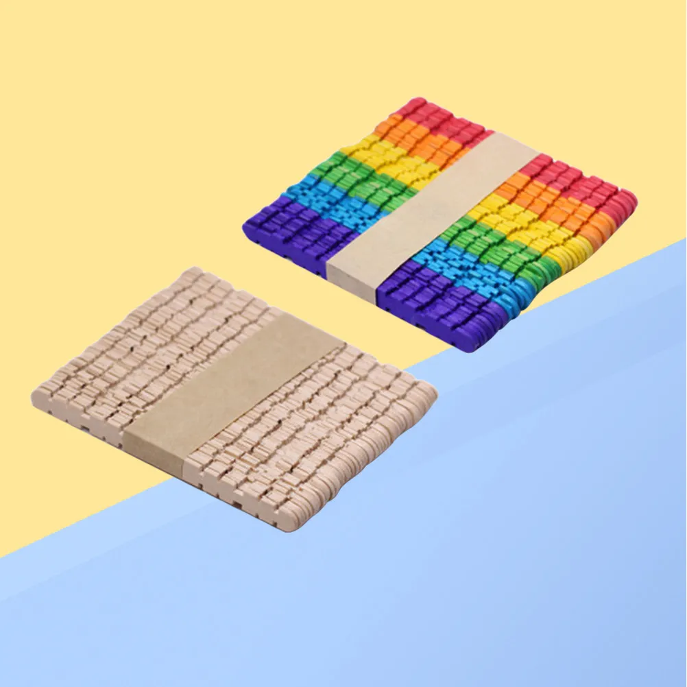 100Pcs Smooth Wooden Sticks Bright Premium Quality No Splinter for Kids Art Crafts Learning Colors Sculpture Collage