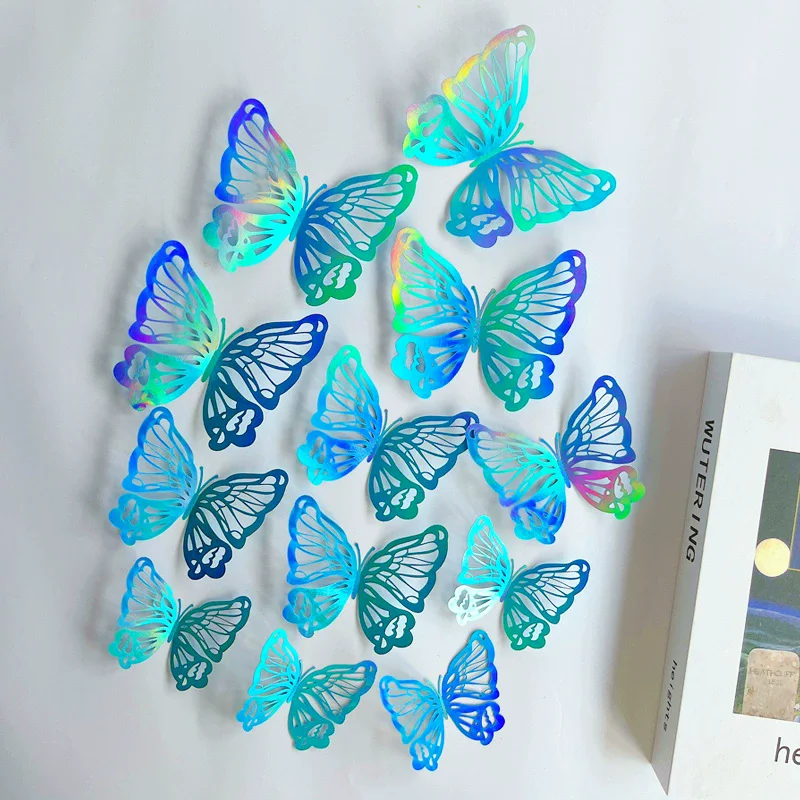 12Pcs 3D Hollow Butterfly Wall Sticker For Home Decoration DIY Wall Stickers For Kids Rooms Party Wedding Decor Butterfly Fridge