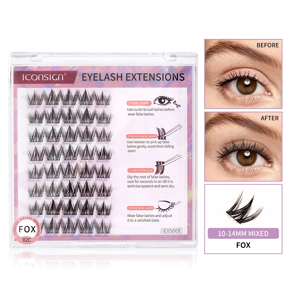 New Arrival ICONSIGN False Eyelash Individual Grafted Eyelashes Eyelash Rock Animal Series Lashs Extension 0.05 Thin Band Makeup