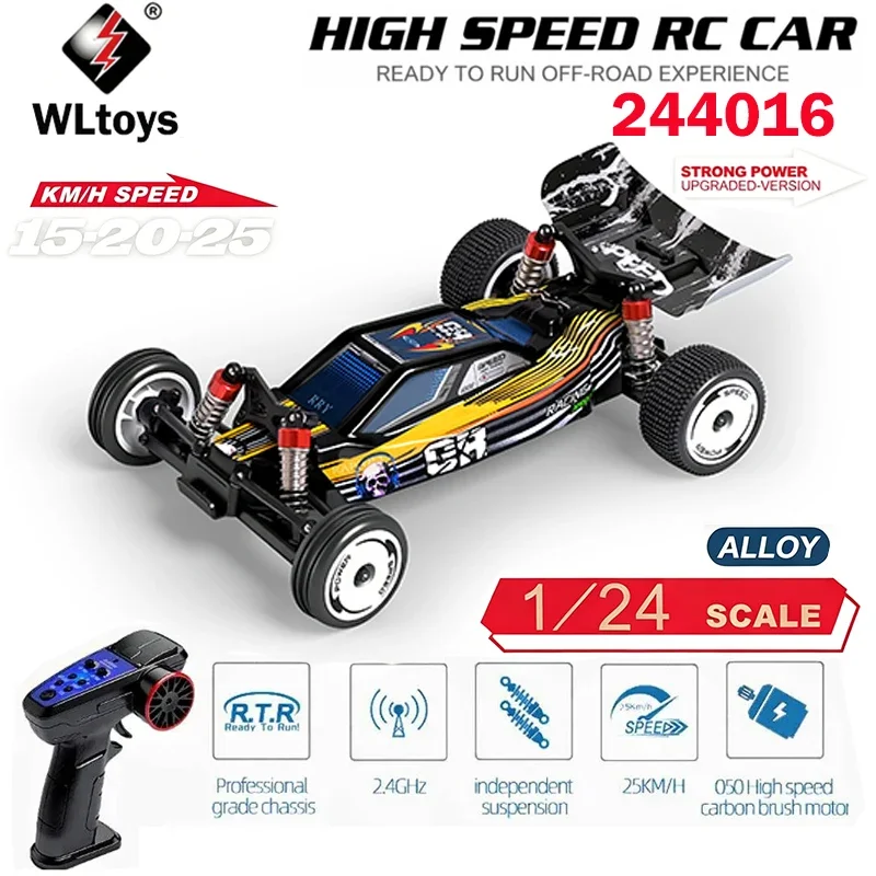 WLtoys 1/28 244016 RC Car 2.4G High Speed Racing Car 2WD 25KM/H Full Scale Remote Control Car With DIY Light LED Christmas Gift
