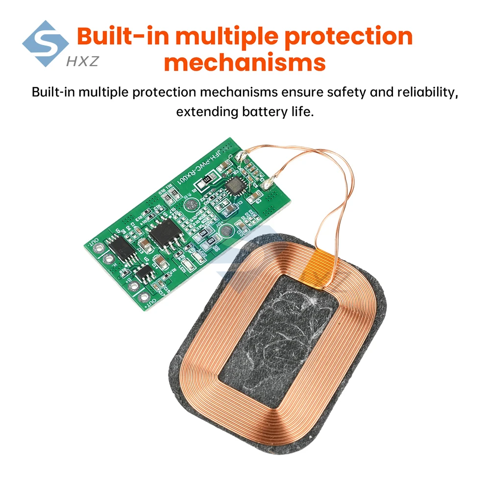 Modulo ricevitore di ricarica wireless da 5 W per batterie agli ioni di litio da 3,7 V - Bobina compatta con scheda fai da te con protezione da sovraccarico e cortocircuito