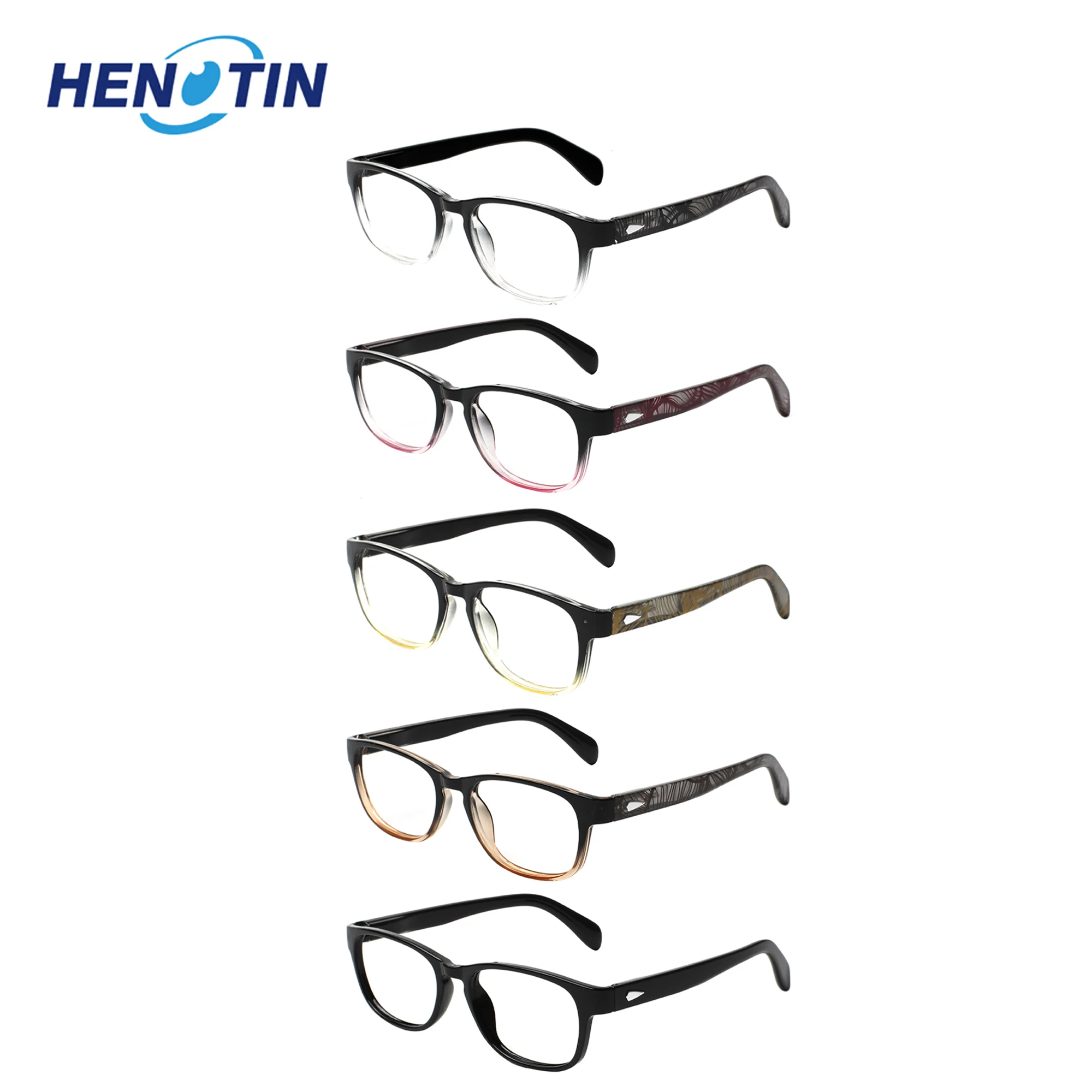 

Henotin Reading Glasses for Men And Women High Quality Fashion Rectangular Metal Hinges Comfortable Prescription Eyewear 0-+6.0