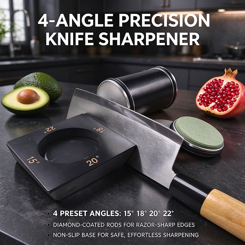 Rolling Knife Sharpener Multi-Angle Sharpening Tool, 15/18/20/22 Degree Angles, Knife Sharpening Kit for Kitchen Knives
