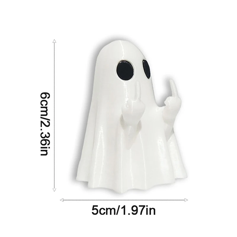 Luminous Middle Finger Cute Ghost Statue Small Scary Ghost Figurines Halloween Home Decoration Table Ornament image 6