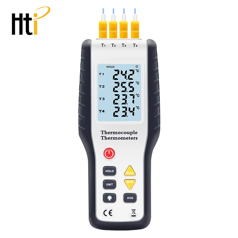 

Hti Contact Thermometer Digital Thermocouple Temperature Tester Thermometer LCD Screen Display C/ F Measuring Tools HT-9815