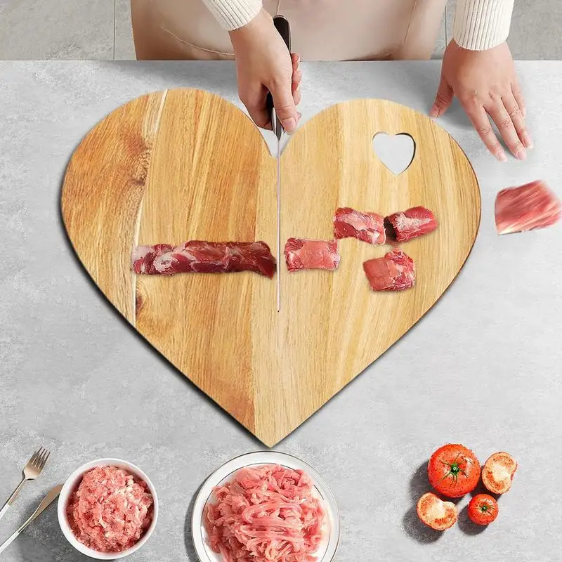 

Heart Shaped Cutting Board Cheese Serving Platter Wood Bread Board for Kitchen Food Prep Meats Butter Serving Platter Tray