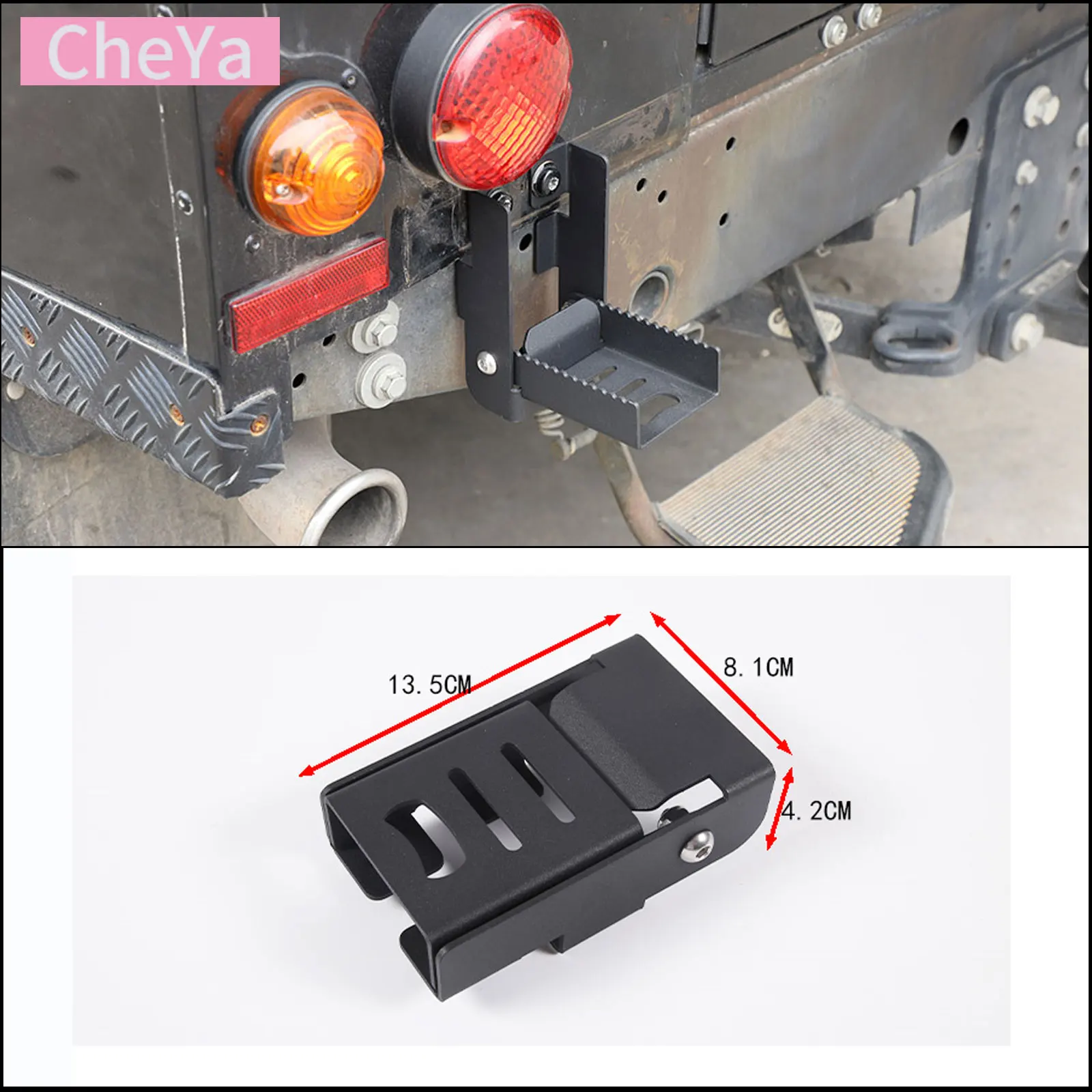 cheya Carbon Steel Car Tailgate Pedal Get on Auxiliary Pedal for Land Rover Defender 2004-2018 Exterior Modification Accessories