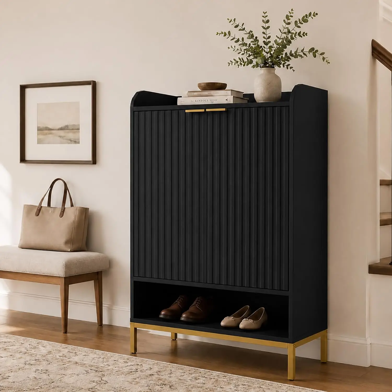 5-Tier Shoe Cabinet With Doors & Adjustable Shelves, Entryway Hallway Closet Storage Organizer, Customized
