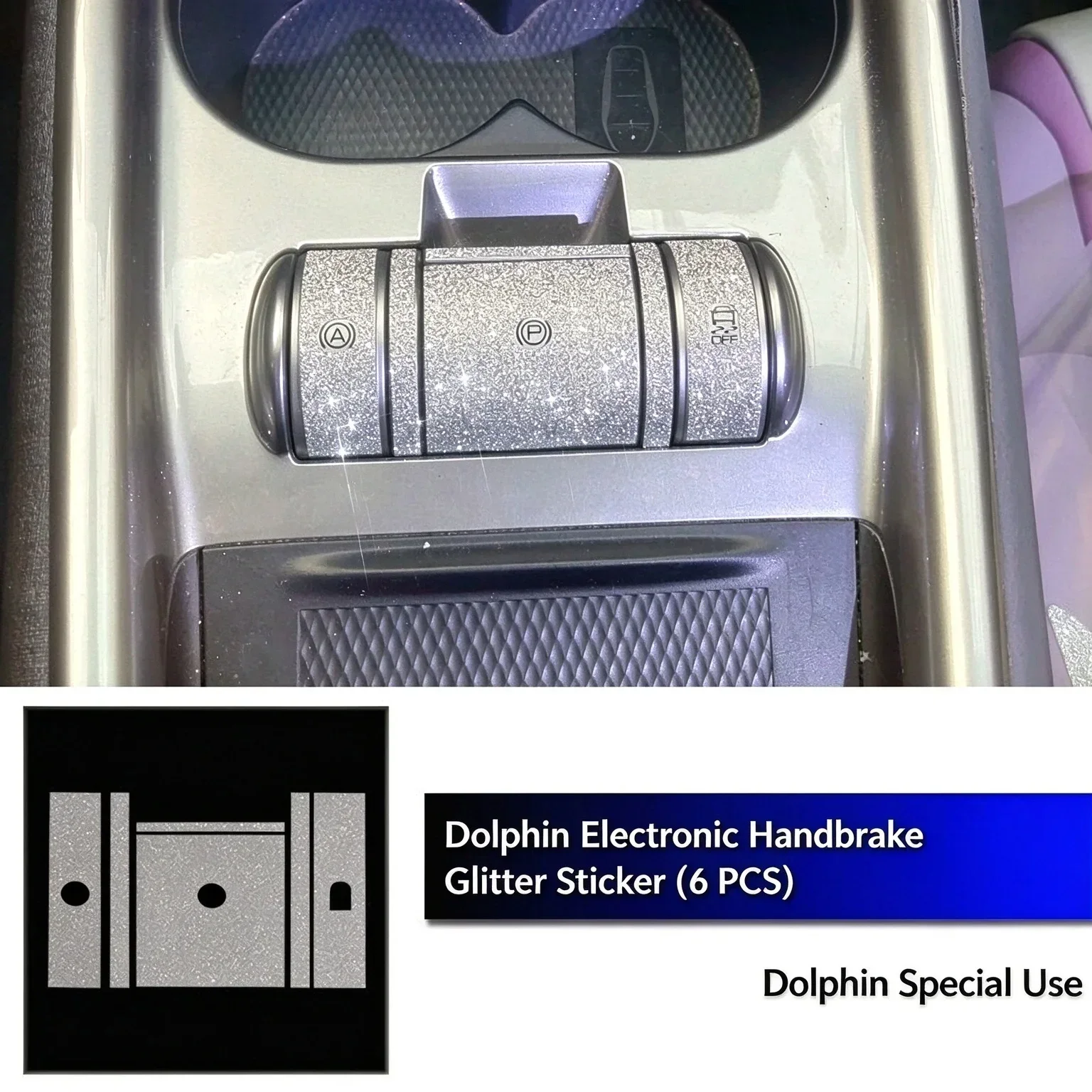 Crystal flash anti-scratch protective sticker for BYD New Energy Electric Vehicle Dolphin dedicated electronic handbrake button
