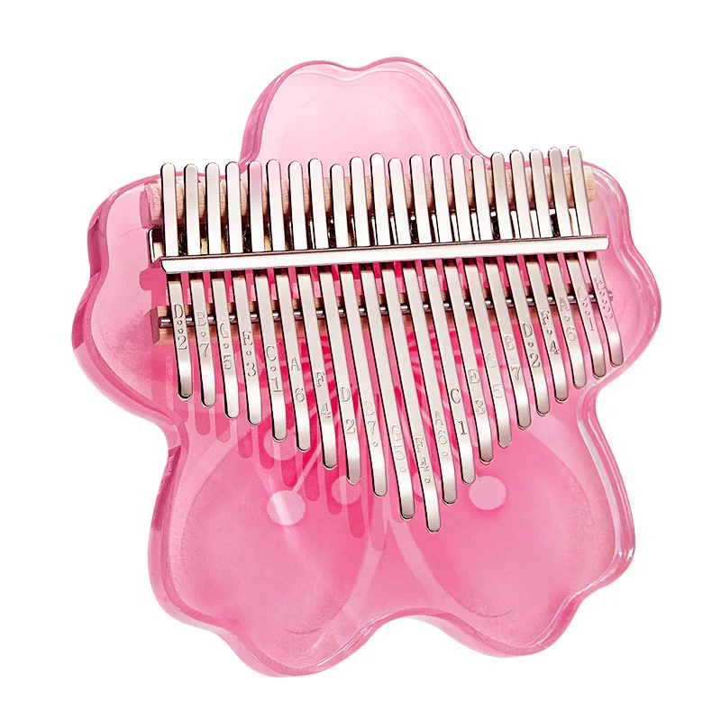 Cute Thumb Piano Kalimba 17 21 Key Pink Transparent Mini Finger Piano Kalimba Music Instrument for Children Christmas Gift Ideas