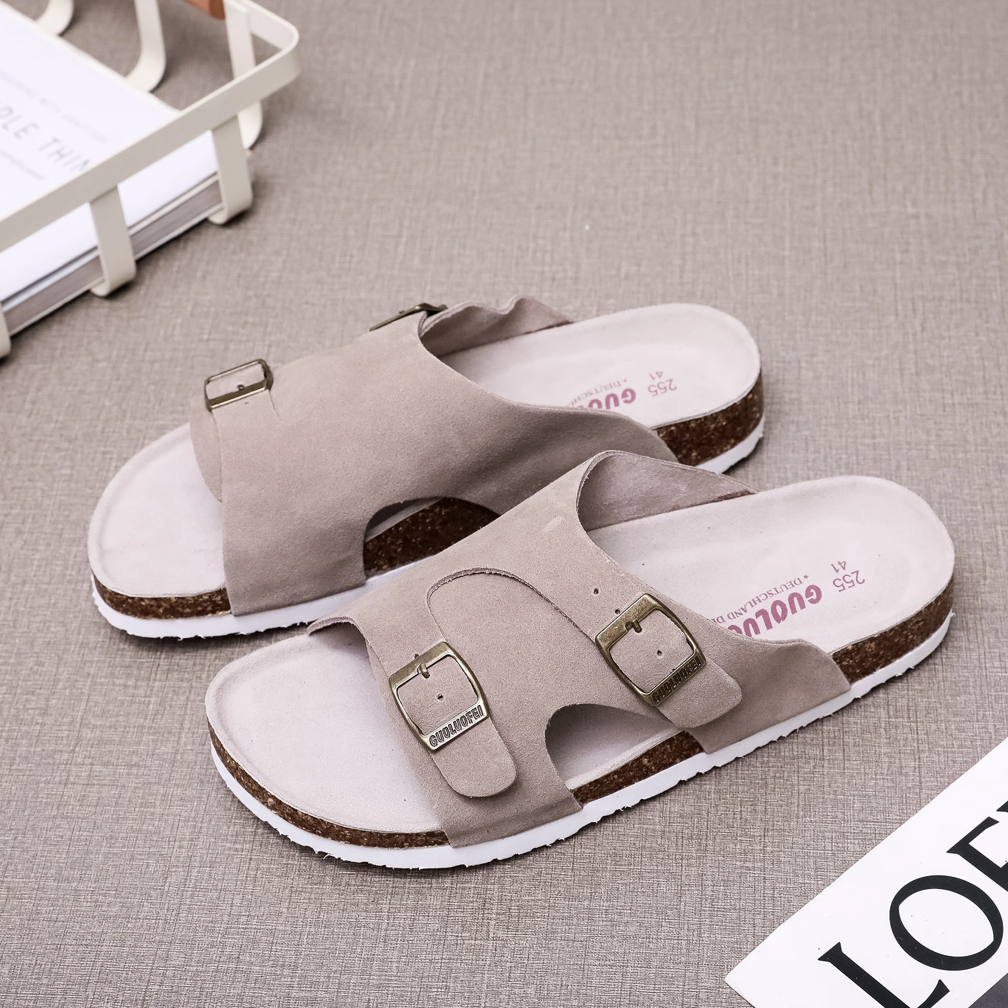 

Мужские модные арабские пробковые тапочки — дышащий открытый носок, тяговая подошва из ЭВА, всесезонные и регулируемые