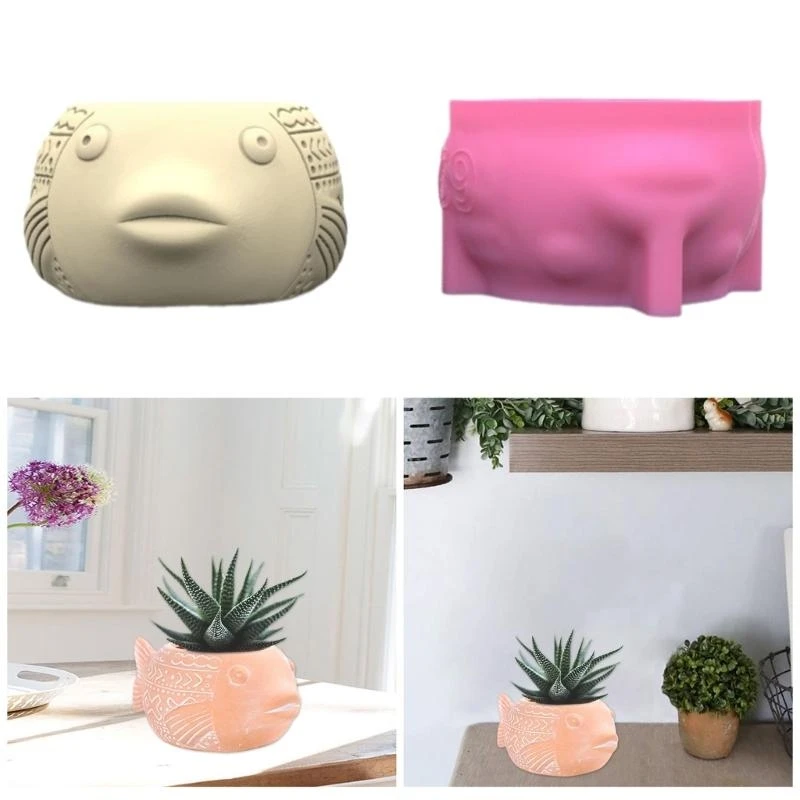 Creative Silicone Planter Mold Vase Molds Fish Silicone Texture