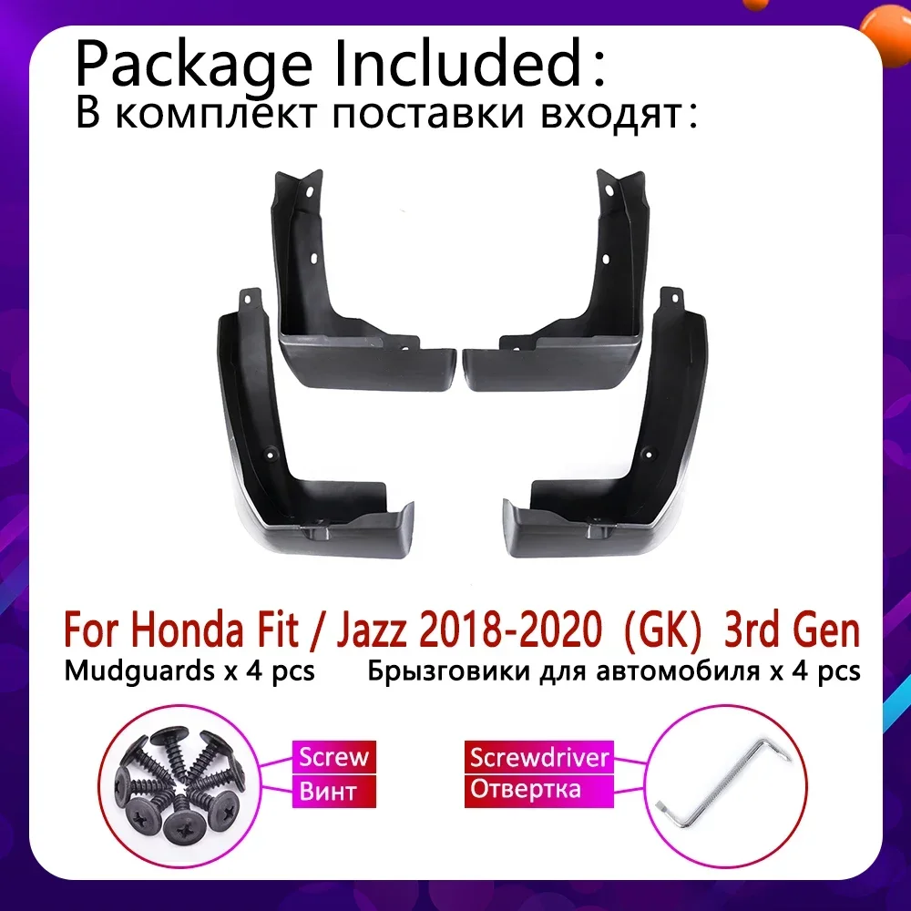 Front Rea Car Mudflap for Honda Fit Jazz GK 2018 2019 2020 Fender Mud Flaps Guard Splash Flap Mudguards Accessories 3rd 3 Gen