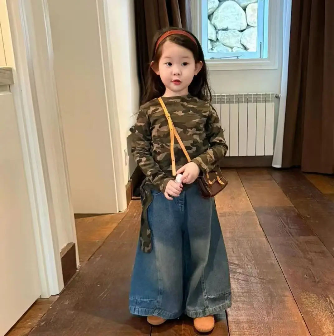

Children's T-shirt Camouflage Leopard Long-sleeved Top, Slim-fit Bottoming Shirt 2025 Spring and Autumn New Children's Clothing