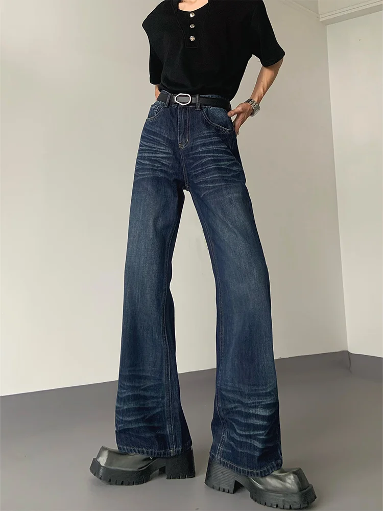 

Оригинальные американские ретро-джинсы прямого кроя глубокого синего цвета для мужчин, свободные, стройнящие, удлиненные, повседневные, из хлопкового денима