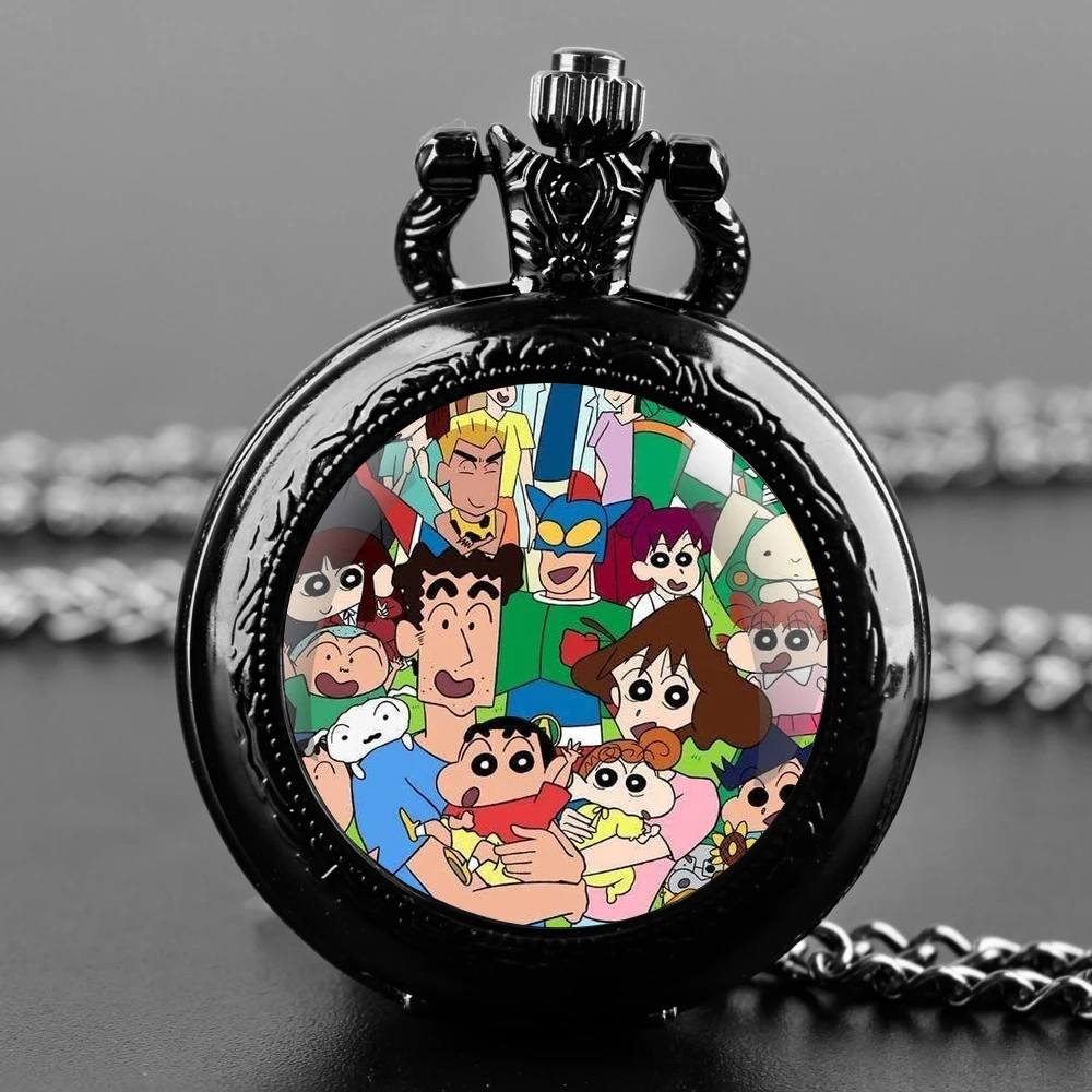 Juego de regalo de reloj de bolsillo de cuarzo con diseño de Anime clásico, cadena duradera y cara de números árabes, regalo atemporal para niños