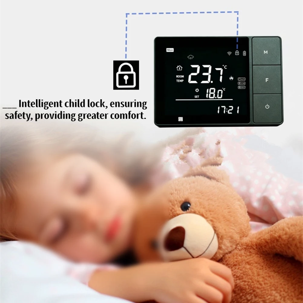 For Tuya WiFi Wireless For Wall Mounted Boiler Thermostat Voice Control WiFi Connectivity For Smartphone Tablet Weather Humidity