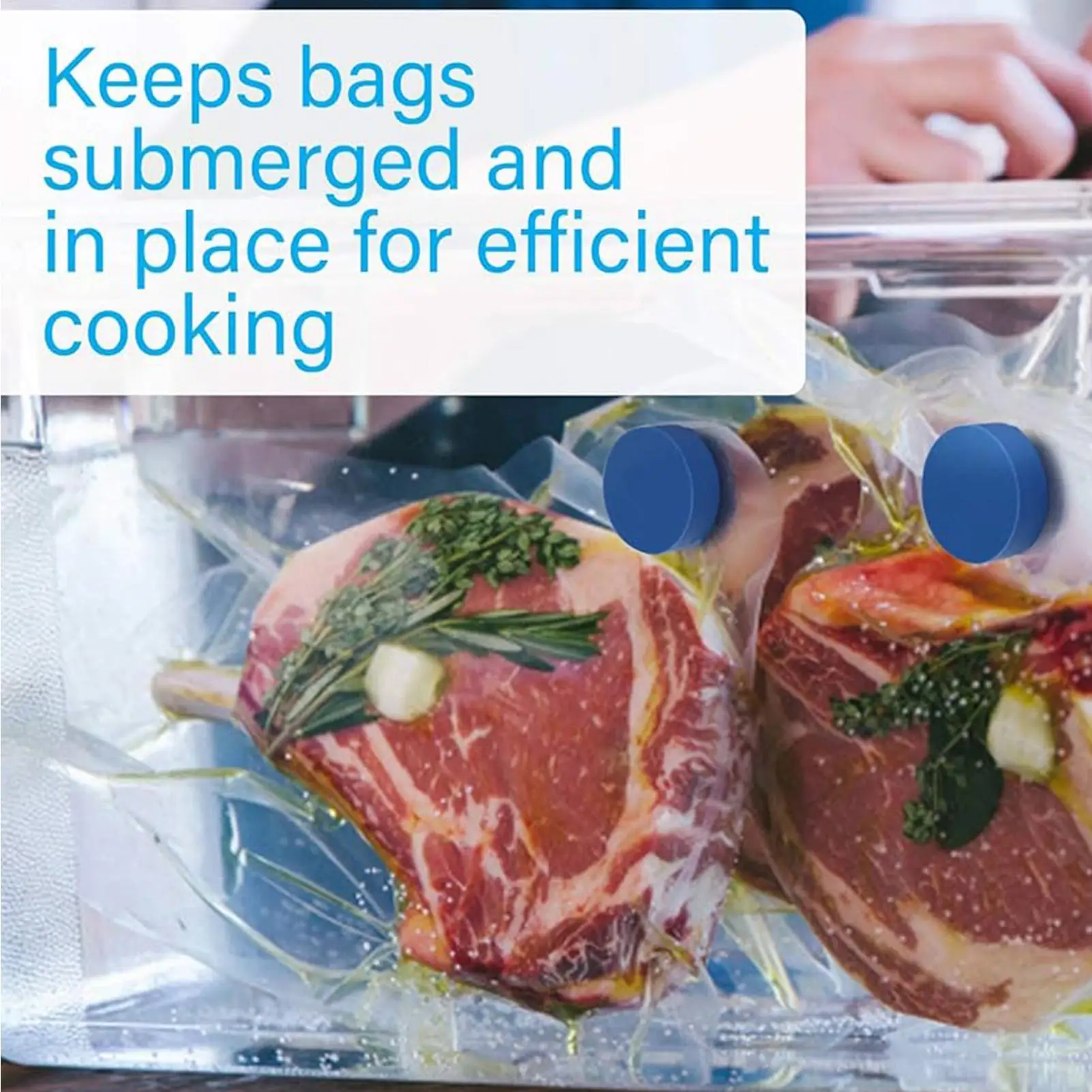 The Sous Vide Magnet Keeps The Bag Submerged In 4PCS Of Food Grade Silicone. The Sous Vide Accessory Prevents Bag Floating