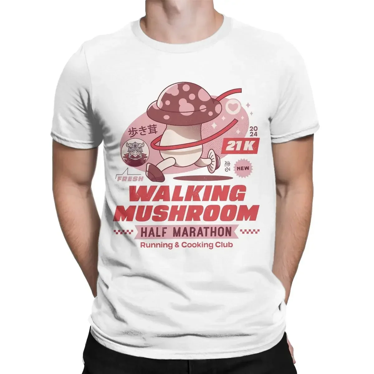 Walking Mushroom Marathon Delicious In Dungeon T Shirt for Men Pure Cotton Fun T-Shirts Anime Tees Short Sleeve Clothes Adult